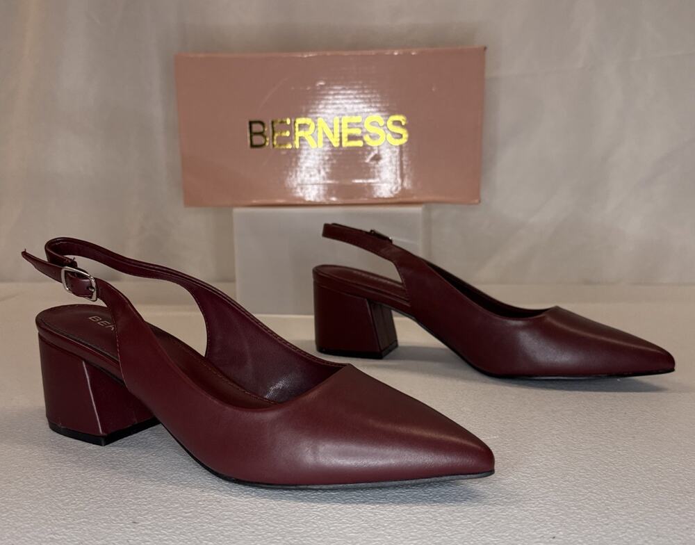 Berness Chloe Block Heel Wine Women’s Size 7